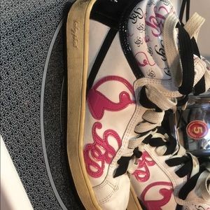 Pink and black baby phat high tops